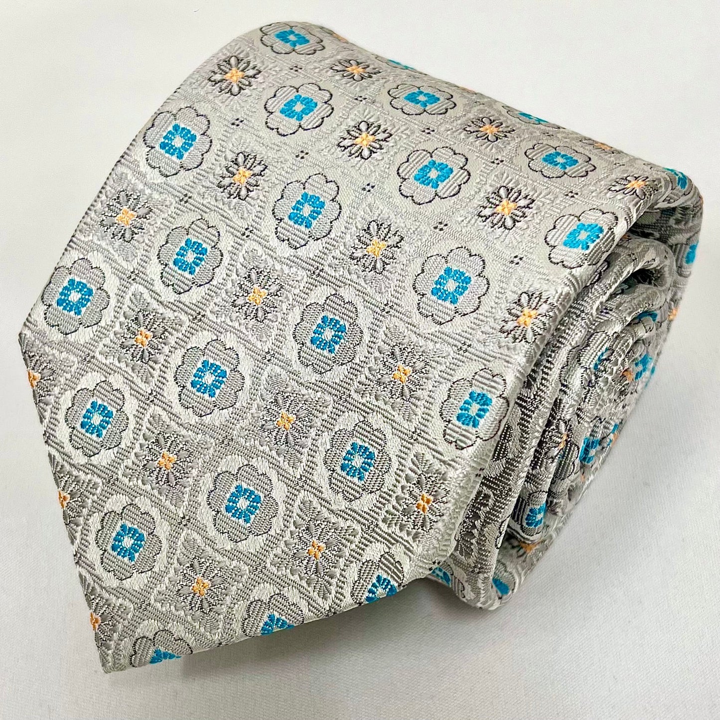 Franco Spada ( フランコスパダ )  フレンチヴィンテージメダリオンジャガードネクタイ１：シルバー