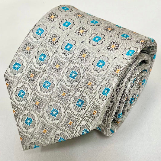 Franco Spada ( フランコスパダ )  フレンチヴィンテージメダリオンジャガードネクタイ１：シルバー