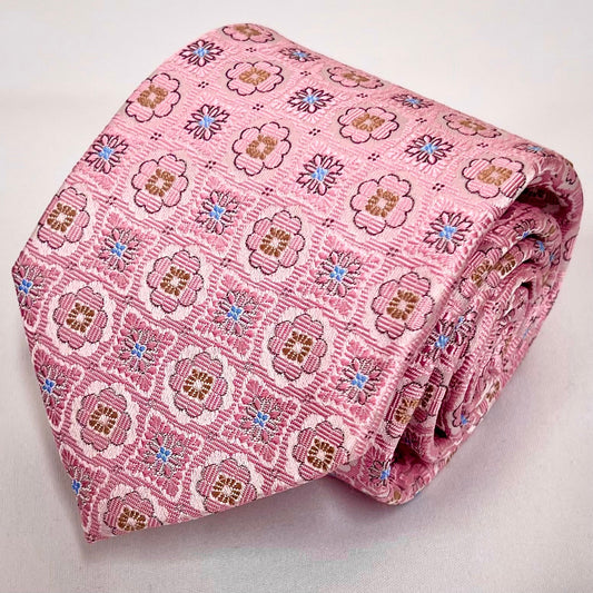 Franco Spada ( フランコスパダ )  フレンチヴィンテージメダリオンジャガードネクタイ１：ピンク