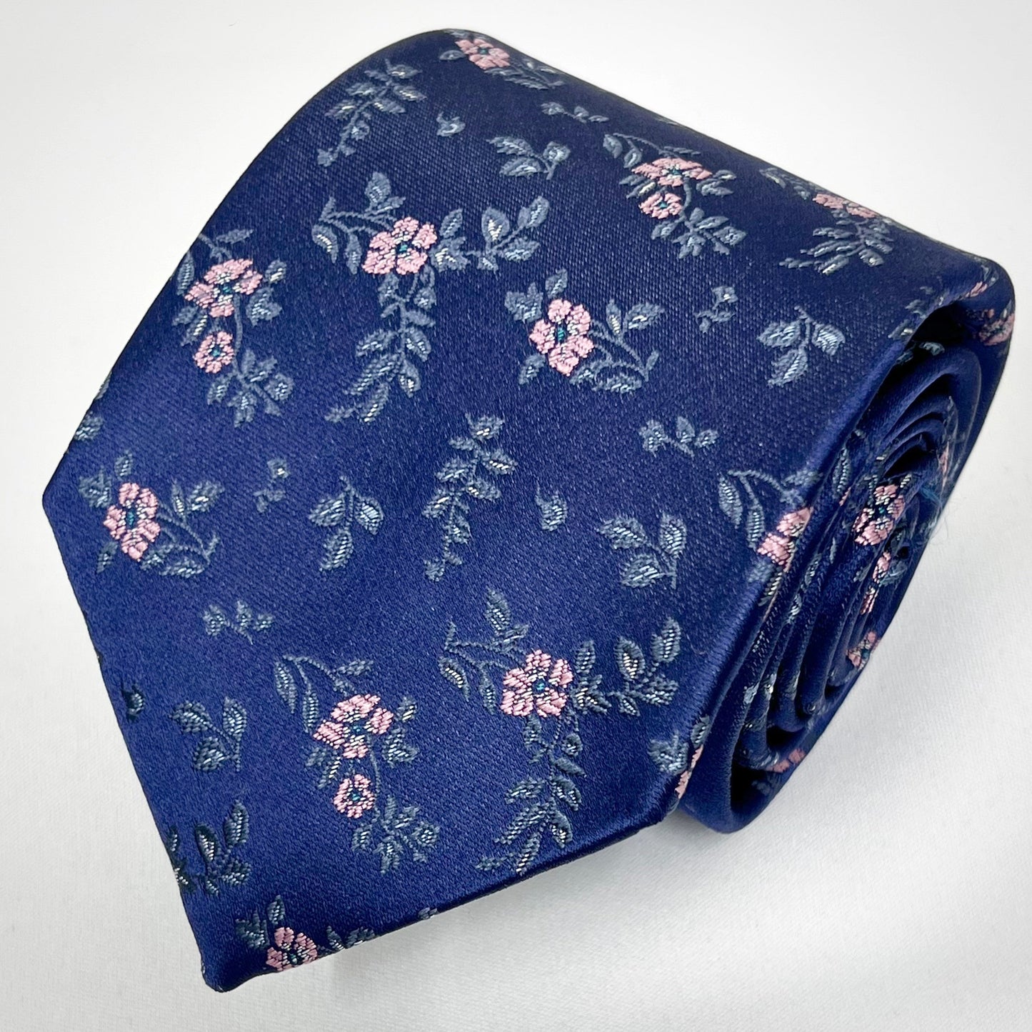 Franco Spada ( フランコスパダ ) フレンチヴィンテージフラワージャガードネクタイ： ライトネイビー