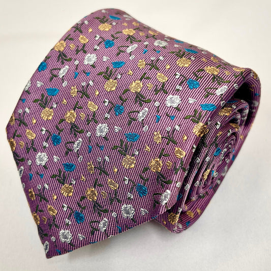 Franco Spada ( フランコスパダ )  フレンチヴィンテージプチフラワージャガードネクタイ： プロバンスピンク