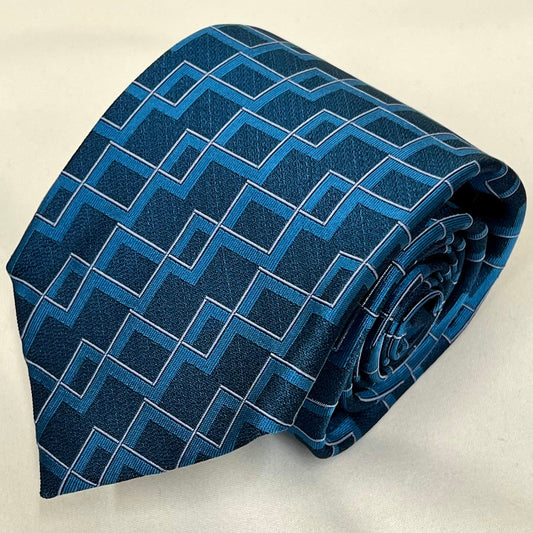 Franco Spada ( フランコスパダ )  ヴィンテージジオメトリックジャガードネクタイ：インディゴブルー