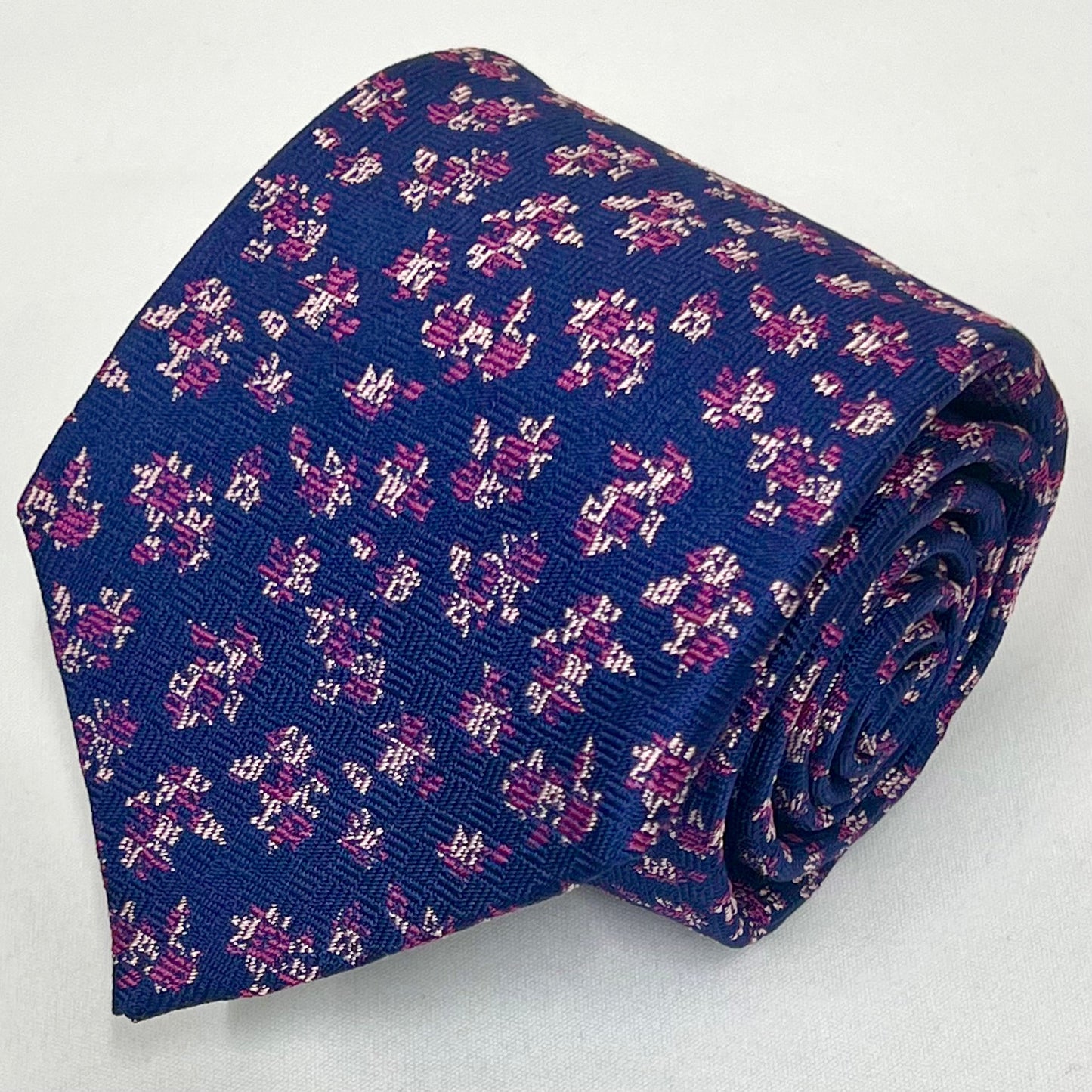 Franco Spada ( フランコスパダ )  フレンチヴィンテージフラワーモチーフネクタイ：ネイビー