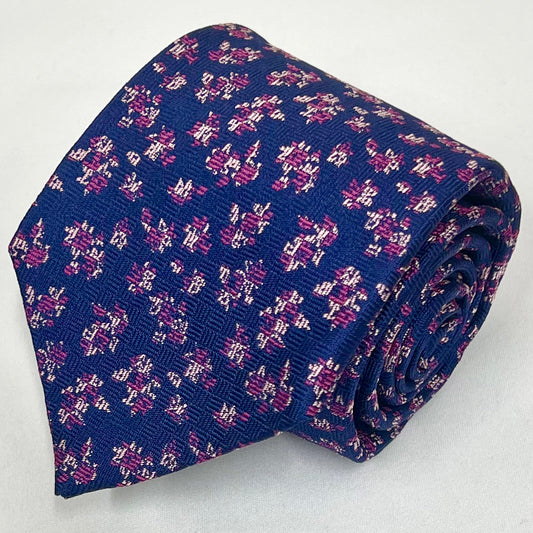 Franco Spada ( フランコスパダ )  フレンチヴィンテージフラワーモチーフネクタイ：ネイビー