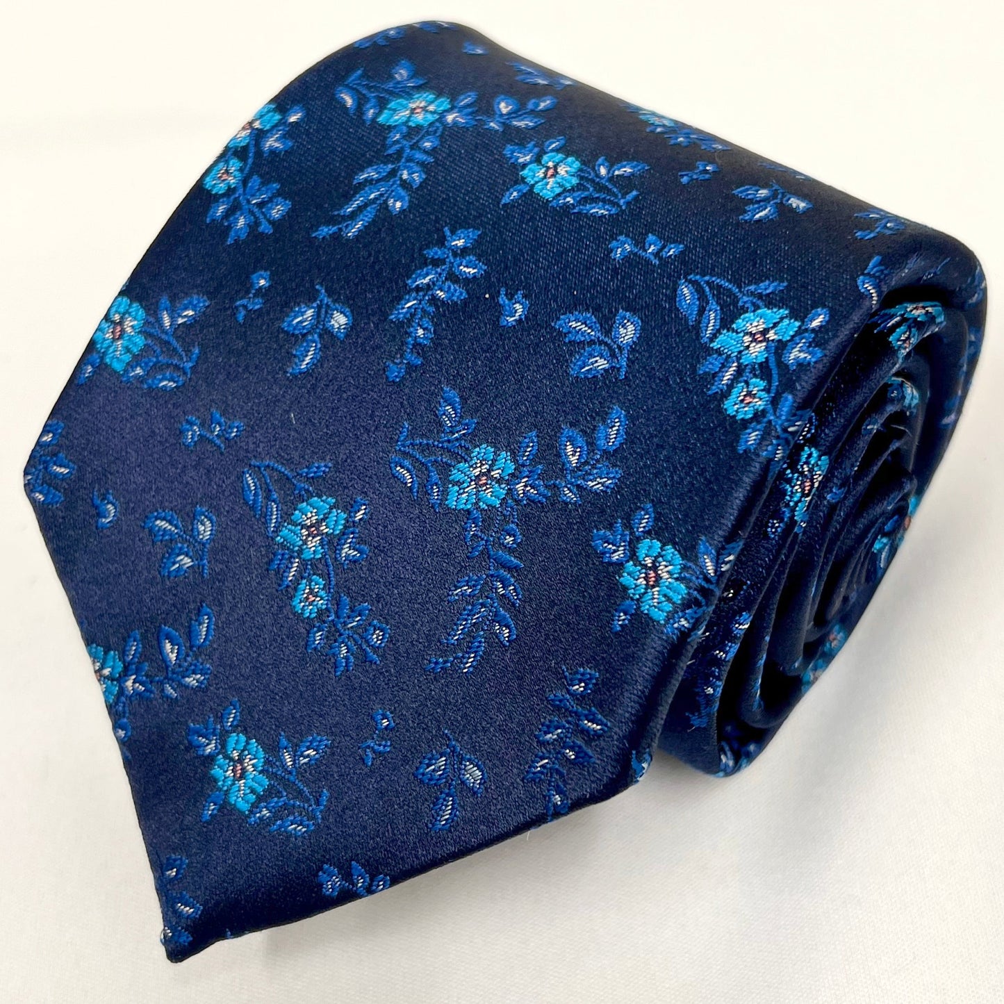 Franco Spada ( フランコスパダ )  フレンチヴィンテージフラワージャガードネクタイ： ミッドナイトネイビー