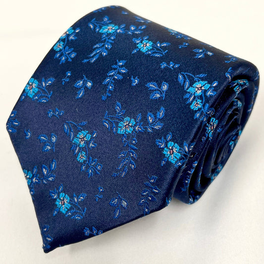 Franco Spada ( フランコスパダ )  フレンチヴィンテージフラワージャガードネクタイ： ミッドナイトネイビー