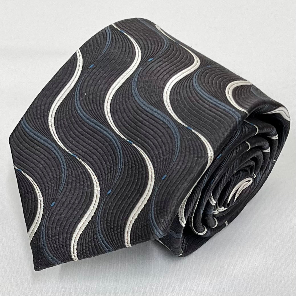 Franco Spada ( フランコスパダ )  ヴィンテージジオメトリックウェーブジャガードネクタイ：ブラウングレー