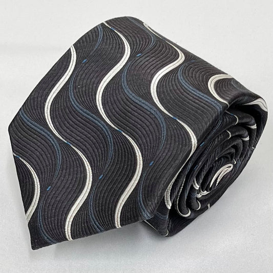 Franco Spada ( フランコスパダ )  ヴィンテージジオメトリックウェーブジャガードネクタイ：ブラウングレー