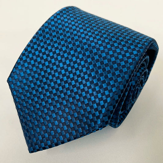 AZZURRO（アズーロ） 新大バスケットグラデーション無地調ジャガードネクタイ：ネイビー×フォレストブルー