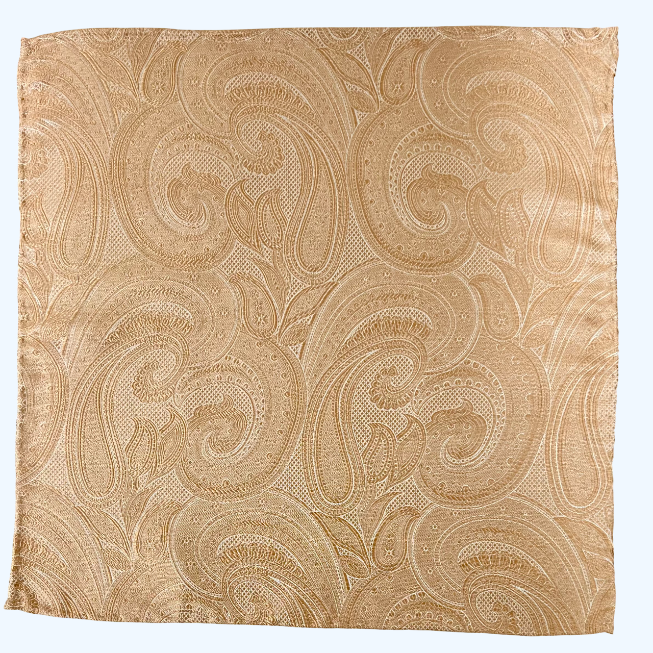 Franco Spada ( フランコスパダ )ハンドロール(手巻き)ポケットチーフ (メランジ無地調大更紗ペーズリー)：シャンパンベージュ