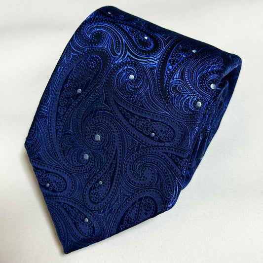 Franco Spada ( フランコスパダ )🆕コンテンポラリーブリティッシュペーズリーJQネクタイ：ミッドナイトネイビー×ダークブルー