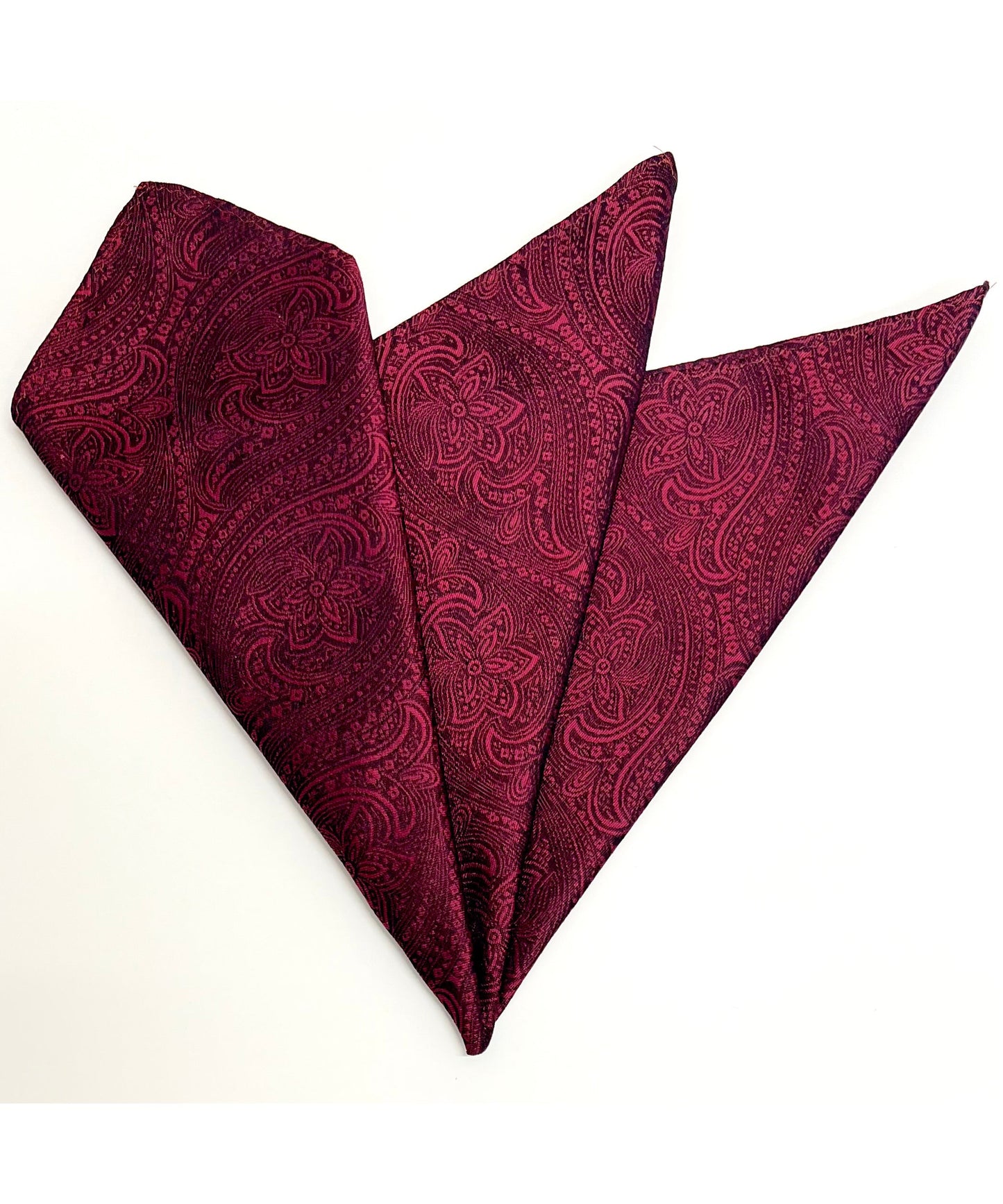 Franco Spada  ( フランコスパダ )   クラシックペーズリージャガードポケットチーフ2　ベーシックカラー：ワイン