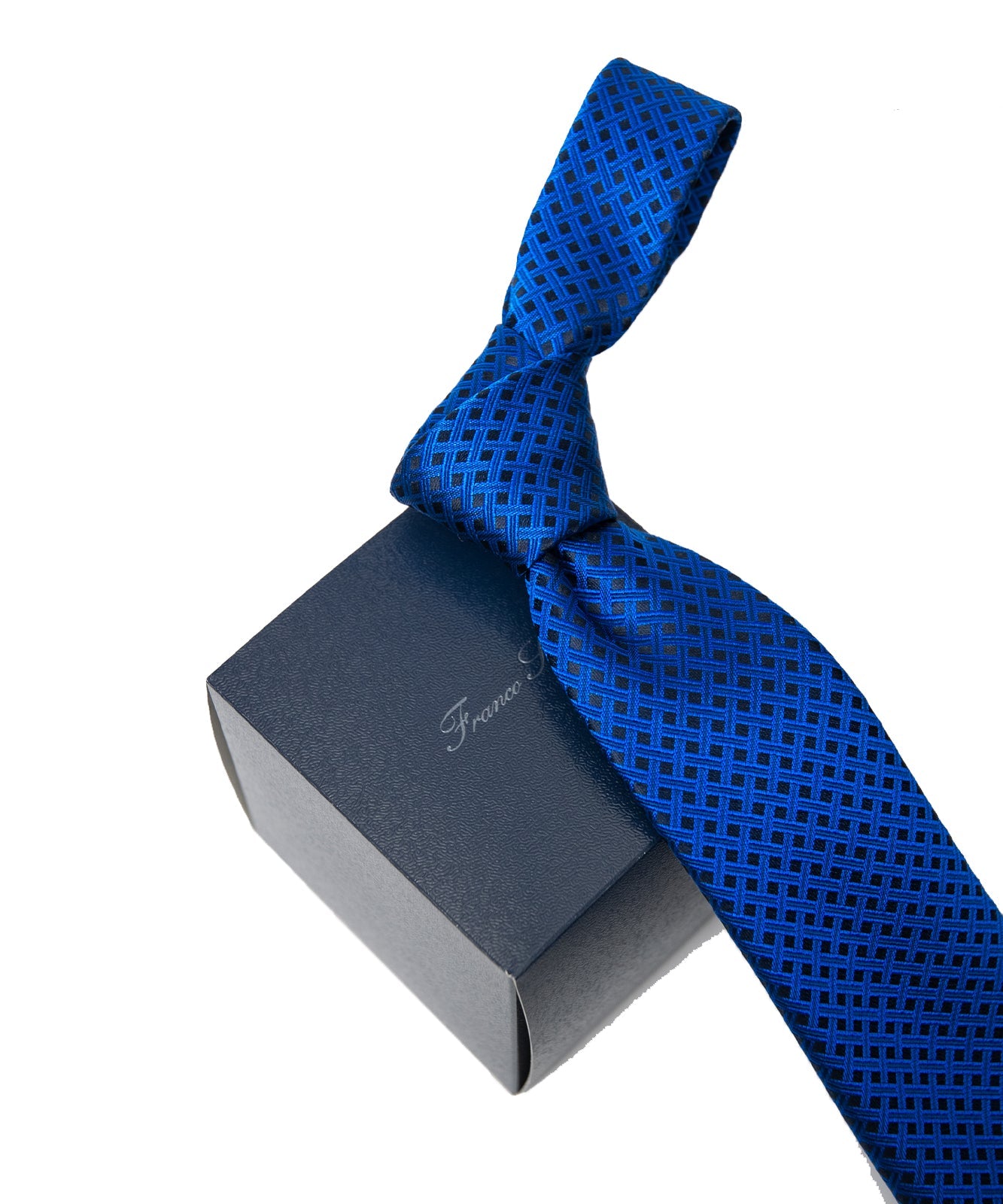 AZZURRO（アズーロ）NEW ロイヤルダークブルー格子柄ネクタイ