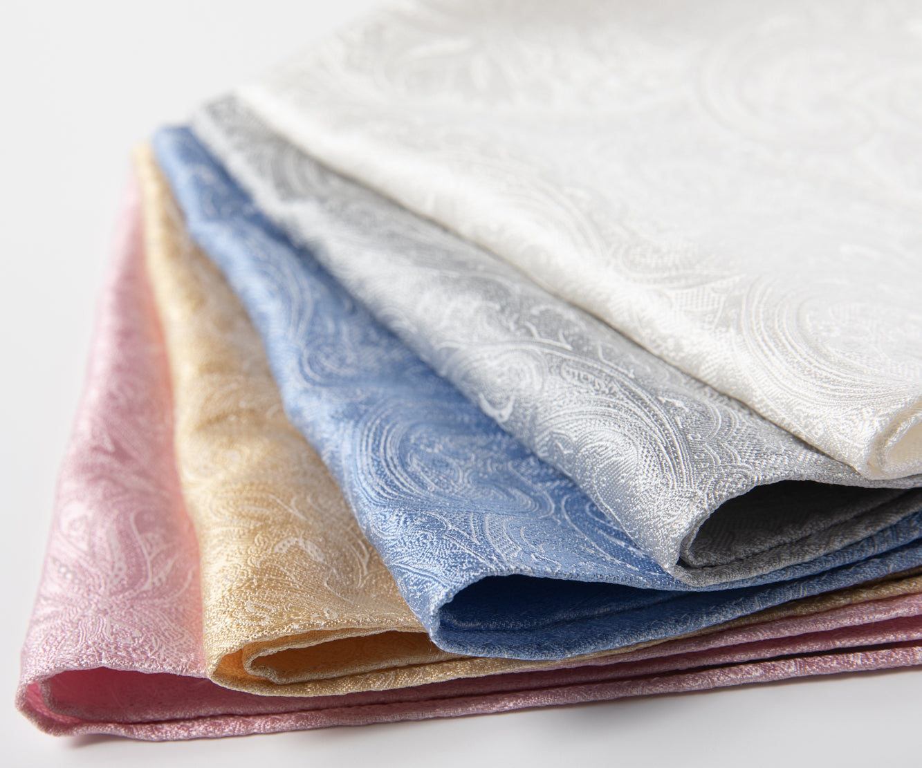 Franco Spada ( フランコスパダ )   クラシックペーズリージャガードポケットチーフパステルカラー：シルバー