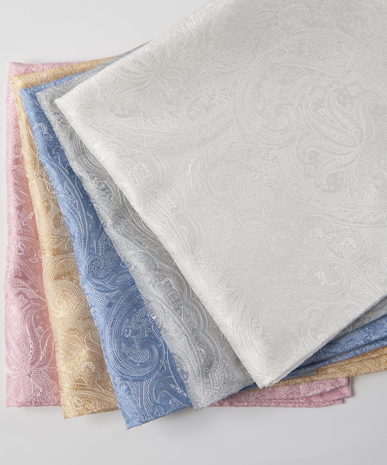 Franco Spada ( フランコスパダ )   クラシックペーズリージャガードポケットチーフパステルカラー：シルバー