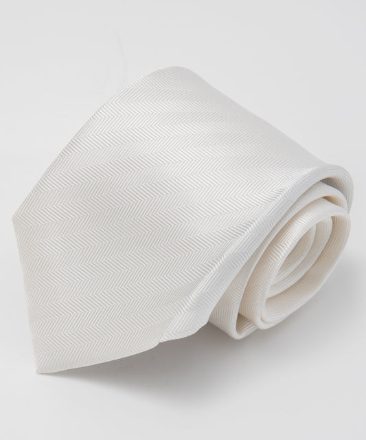 Franco Spada (フランコスパダ) ヘリンボーン無地フォーマルネクタイ：白