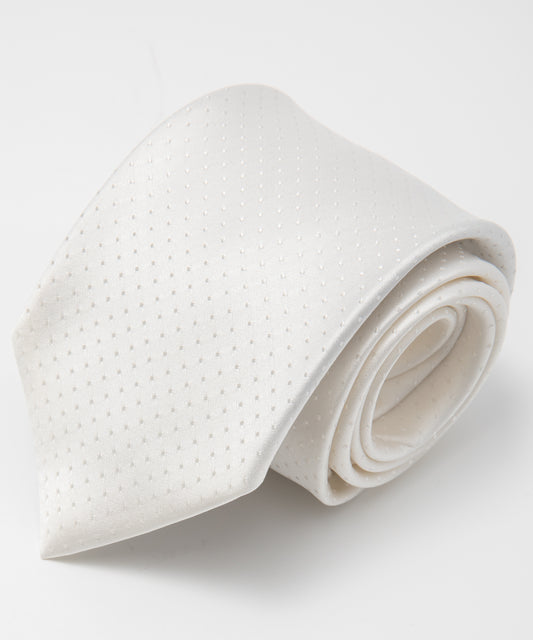 Franco Spada (フランコスパダ) ピンドット無地フォーマルネクタイ：白