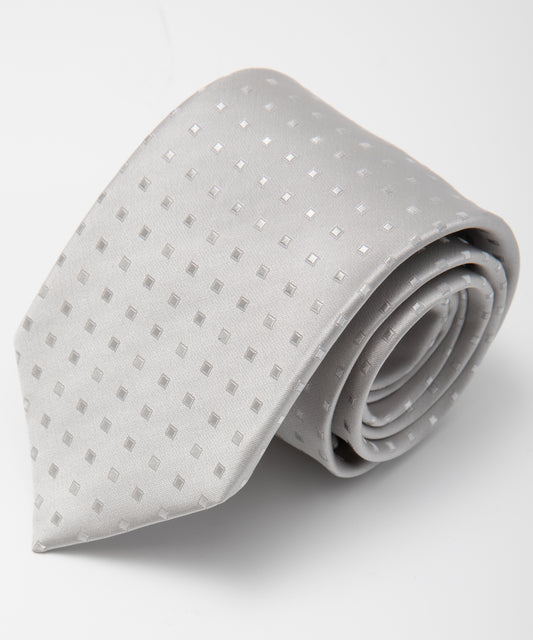 Franco Spada (フランコスパダ) スクエア小紋柄無地調フォーマルネクタイ：シルバー