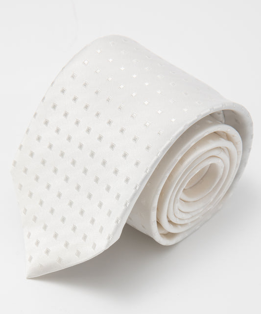 Franco Spada (フランコスパダ) スクエア小紋柄無地調フォーマルネクタイ：白