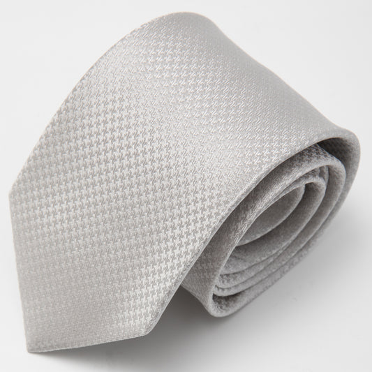 Franco Spada (フランコスパダ) 千鳥格子柄無地フォーマルネクタイ：シルバー