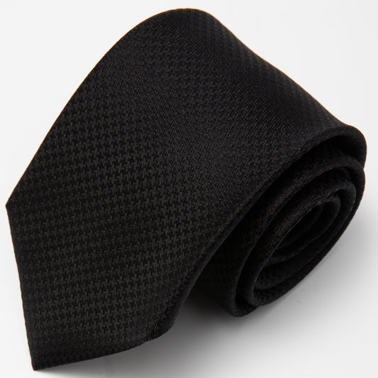 Franco Spada (フランコスパダ) 千鳥格子柄無地フォーマルネクタイ：黒