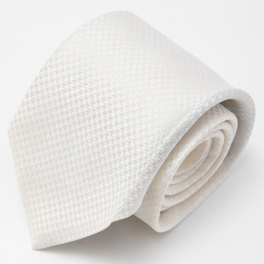 Franco Spada (フランコスパダ) 千鳥格子柄無地フォーマルネクタイ：白