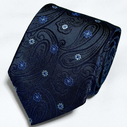 Franco Spada ( フランコスパダ )🆕コンテンポラリーブリティッシュメダリオンJQネクタイ：ブルーグレー×ブルー×サックス