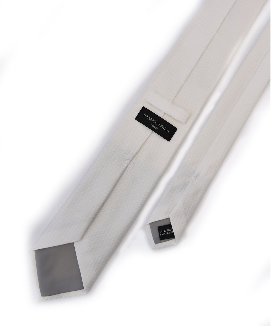 Franco Spada ( フランコスパダ ) マイクロヘリンボーン無地フォーマルネクタイ：白