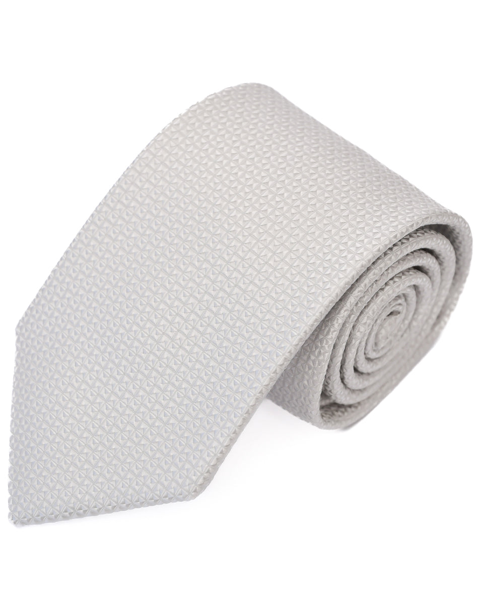 Franco Spada ( フランコスパダ ) マイクロスクエア無地フォーマルネクタイ：シルバー