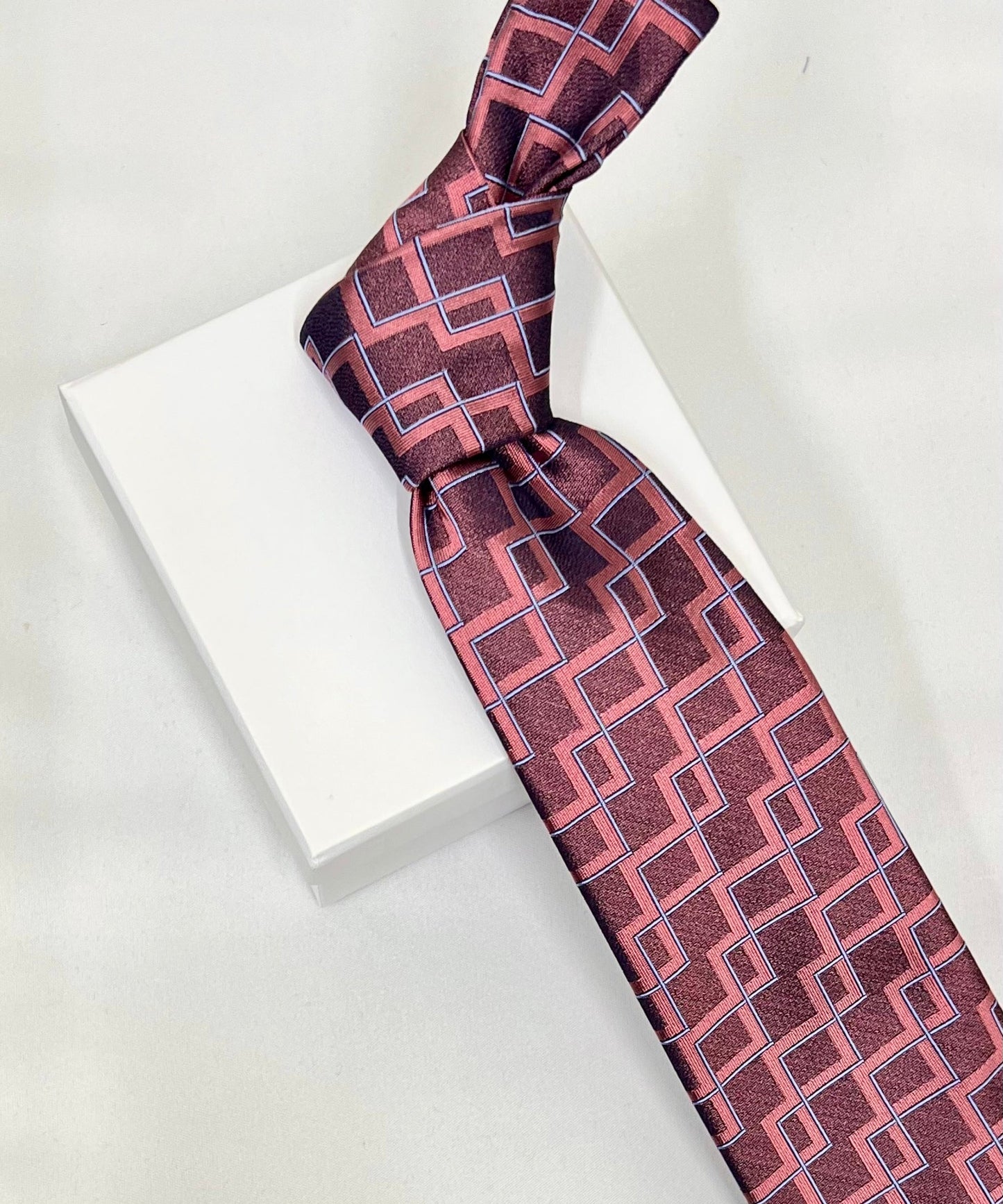 Franco Spada ( フランコスパダ )  ヴィンテージジオメトリックジャガードネクタイ：コーラルピンク