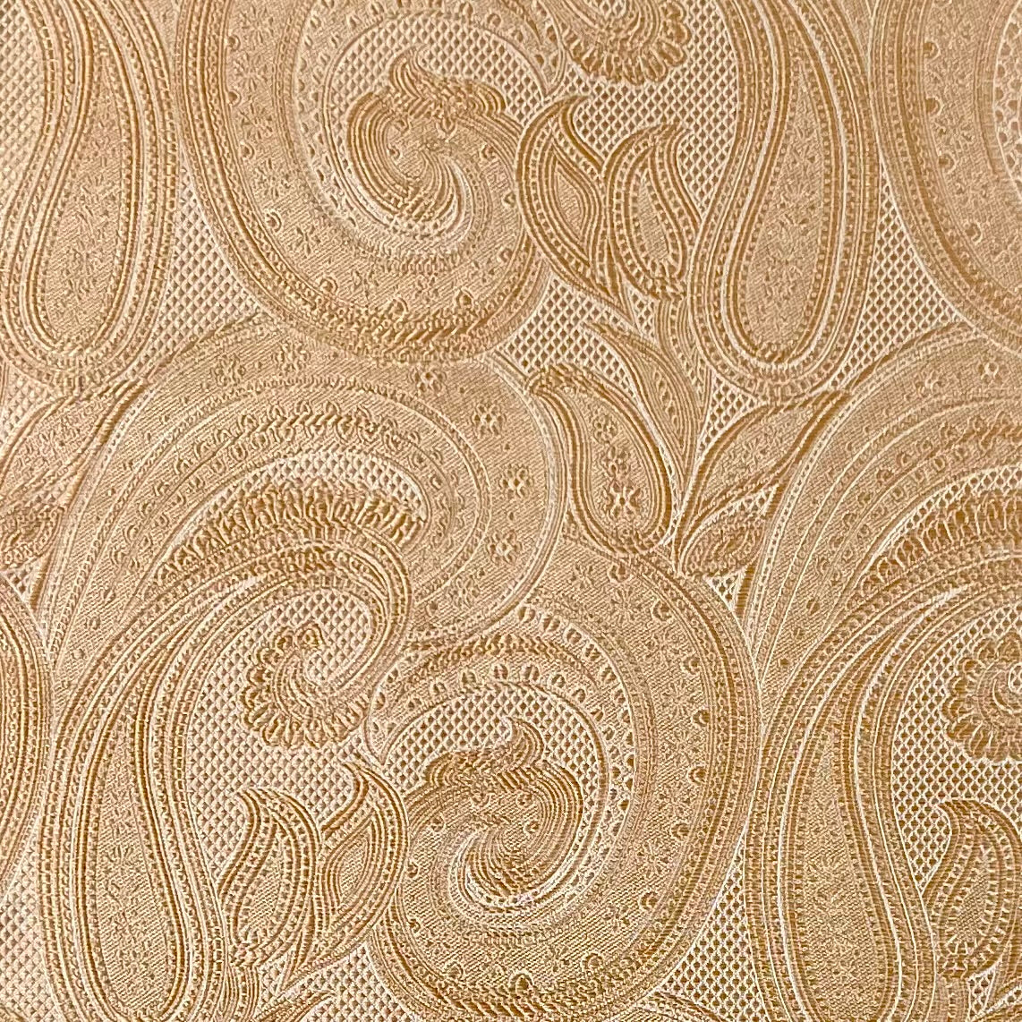 Franco Spada ( フランコスパダ )ハンドロール(手巻き)ポケットチーフ (メランジ無地調大更紗ペーズリー)：シャンパンベージュ