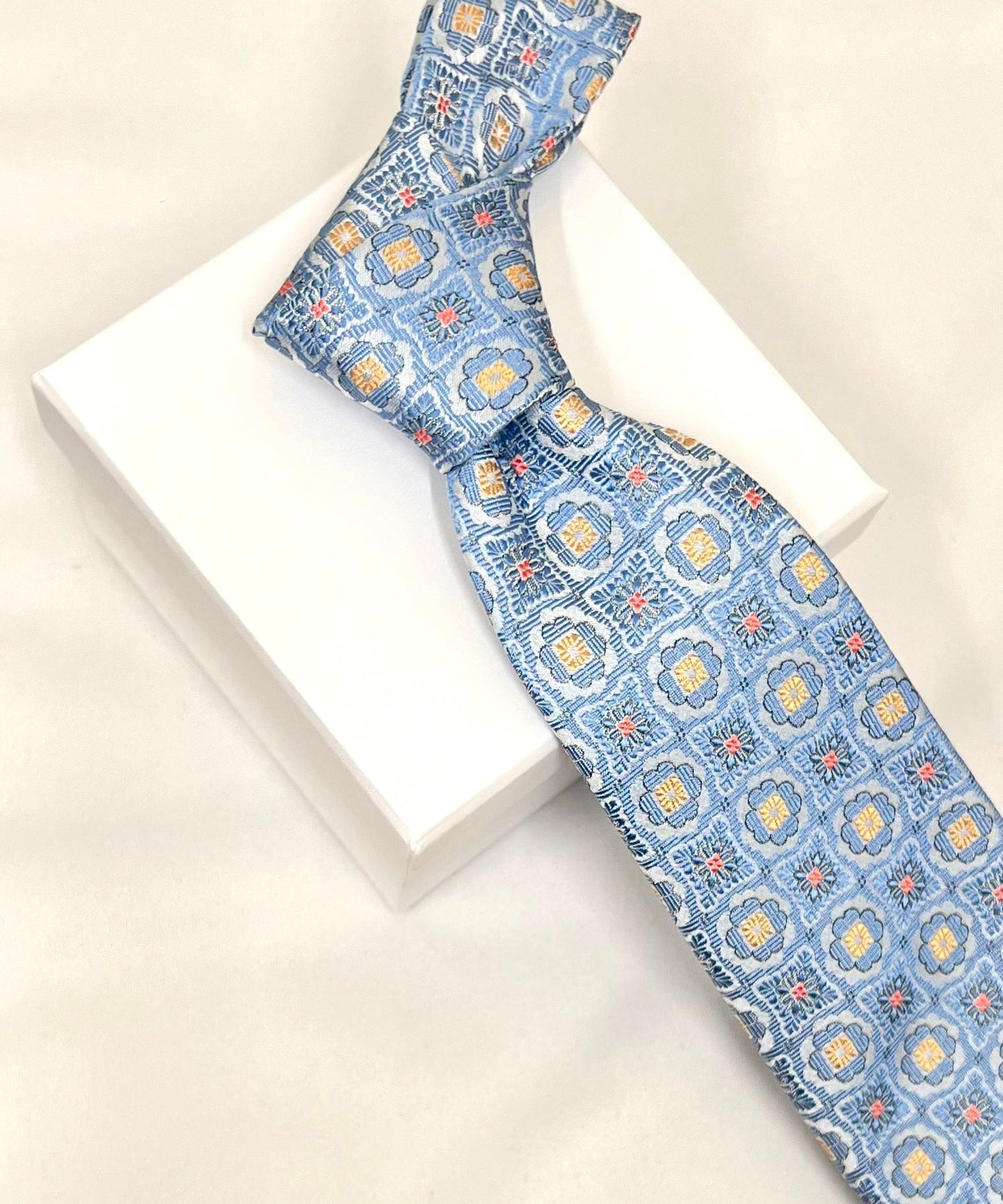 Franco Spada ( フランコスパダ )  フレンチヴィンテージメダリオンジャガードネクタイ１：ブルー