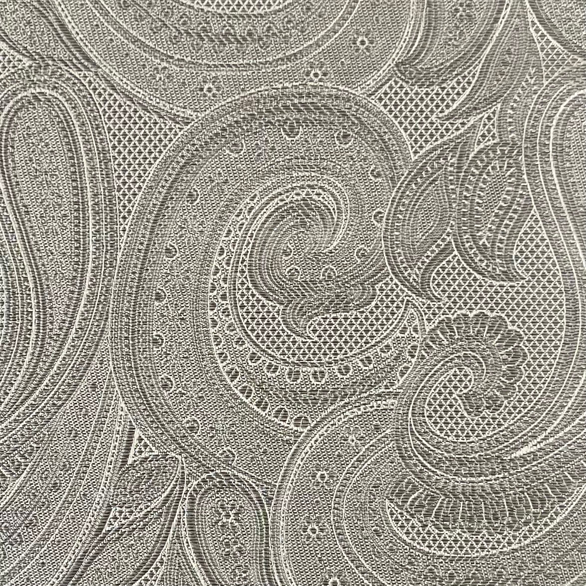 Franco Spada ( フランコスパダ )ハンドロール(手巻き)ポケットチーフ (メランジ無地調大更紗ペーズリー)：シルバーグレー