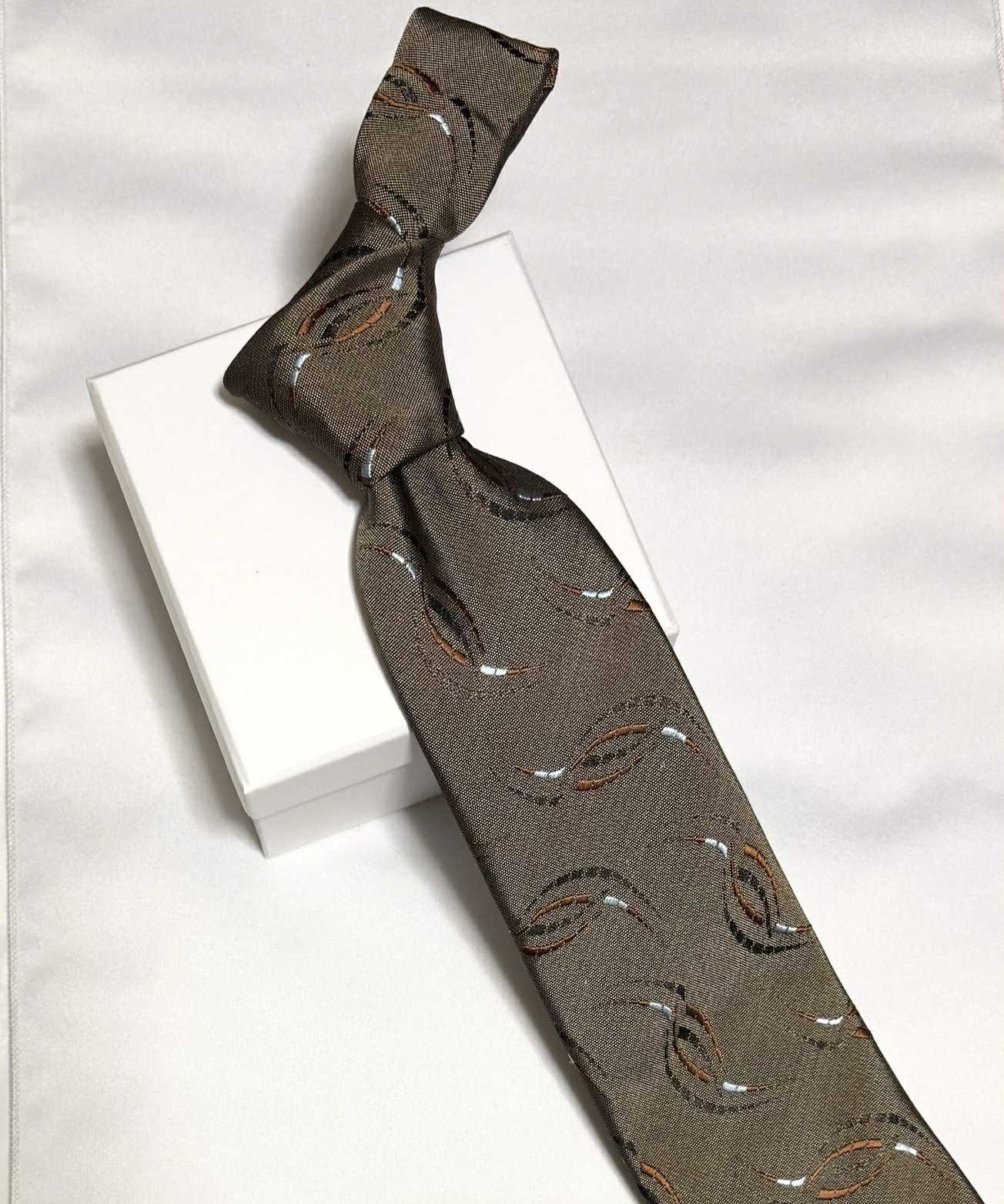 Franco Spada ( フランコスパダ )🆕コンテンポラリーブリティッシュストリームJQネクタイ：サンドベージュ×ブラウン
