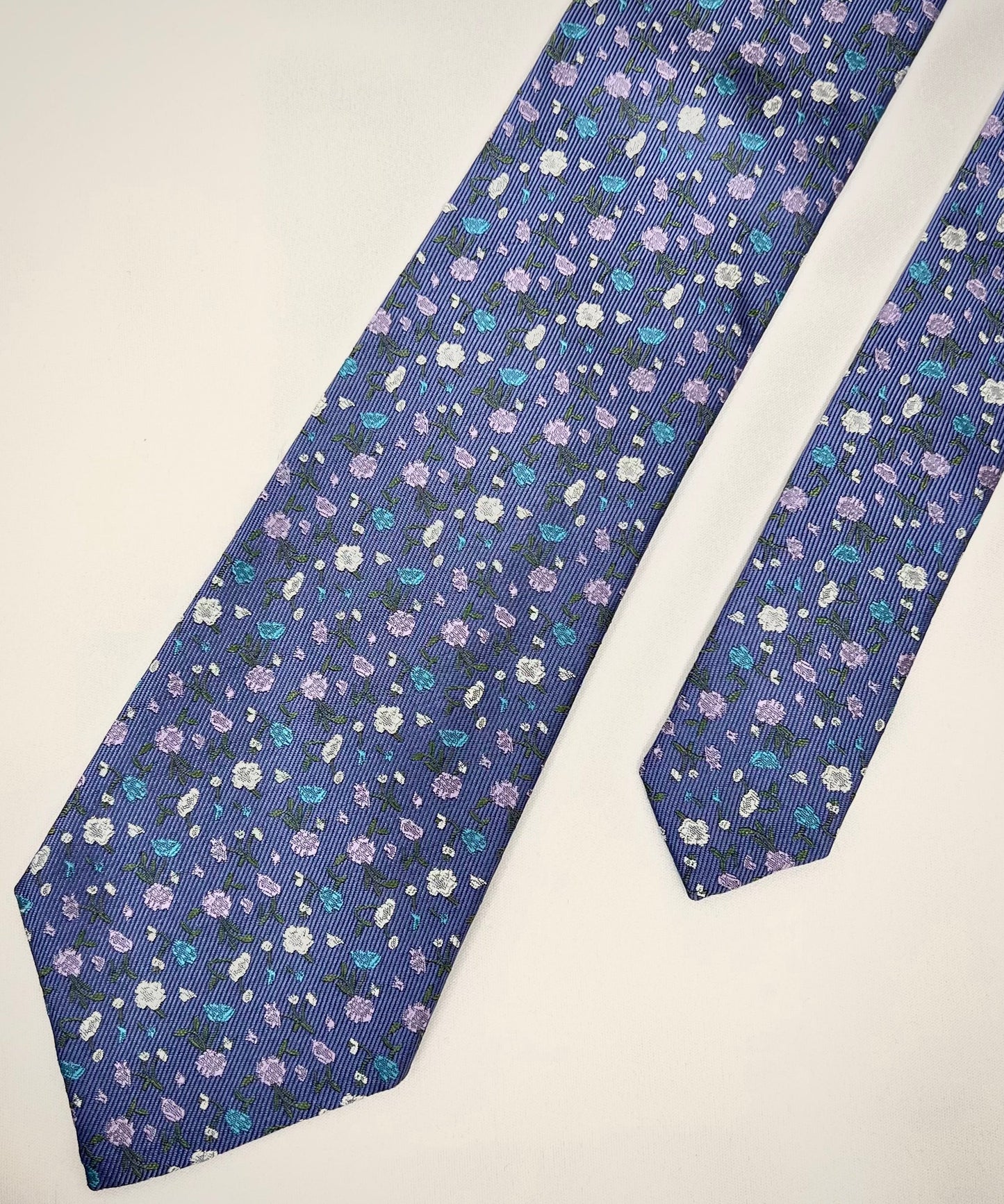 Franco Spada ( フランコスパダ )  フレンチヴィンテージプチフラワージャガードネクタイ： フレンチムラブルー