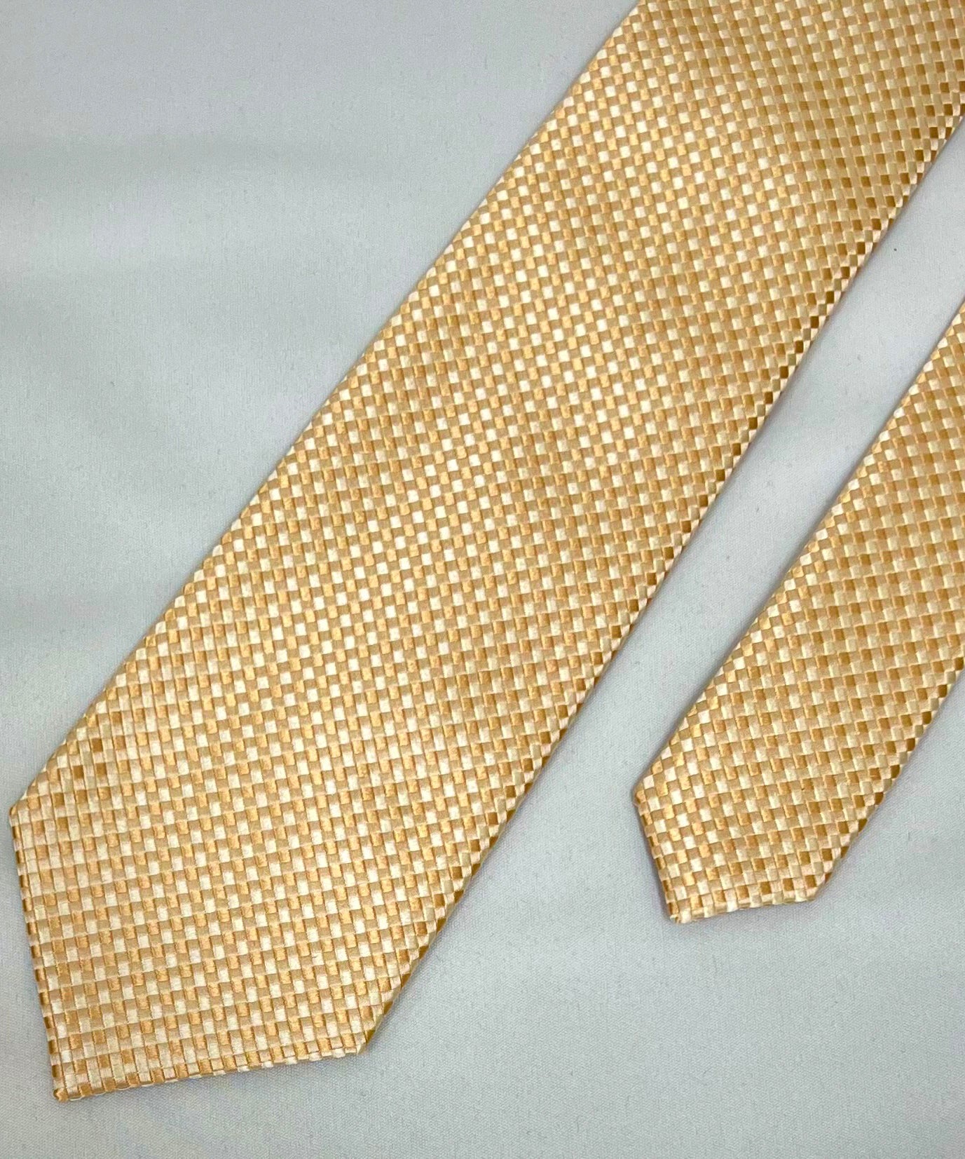 Franco Spada ( フランコスパダ )  NEW FORMAL大バスケット2トーンカラージャガードネクタイ： イエロー×ホワイト