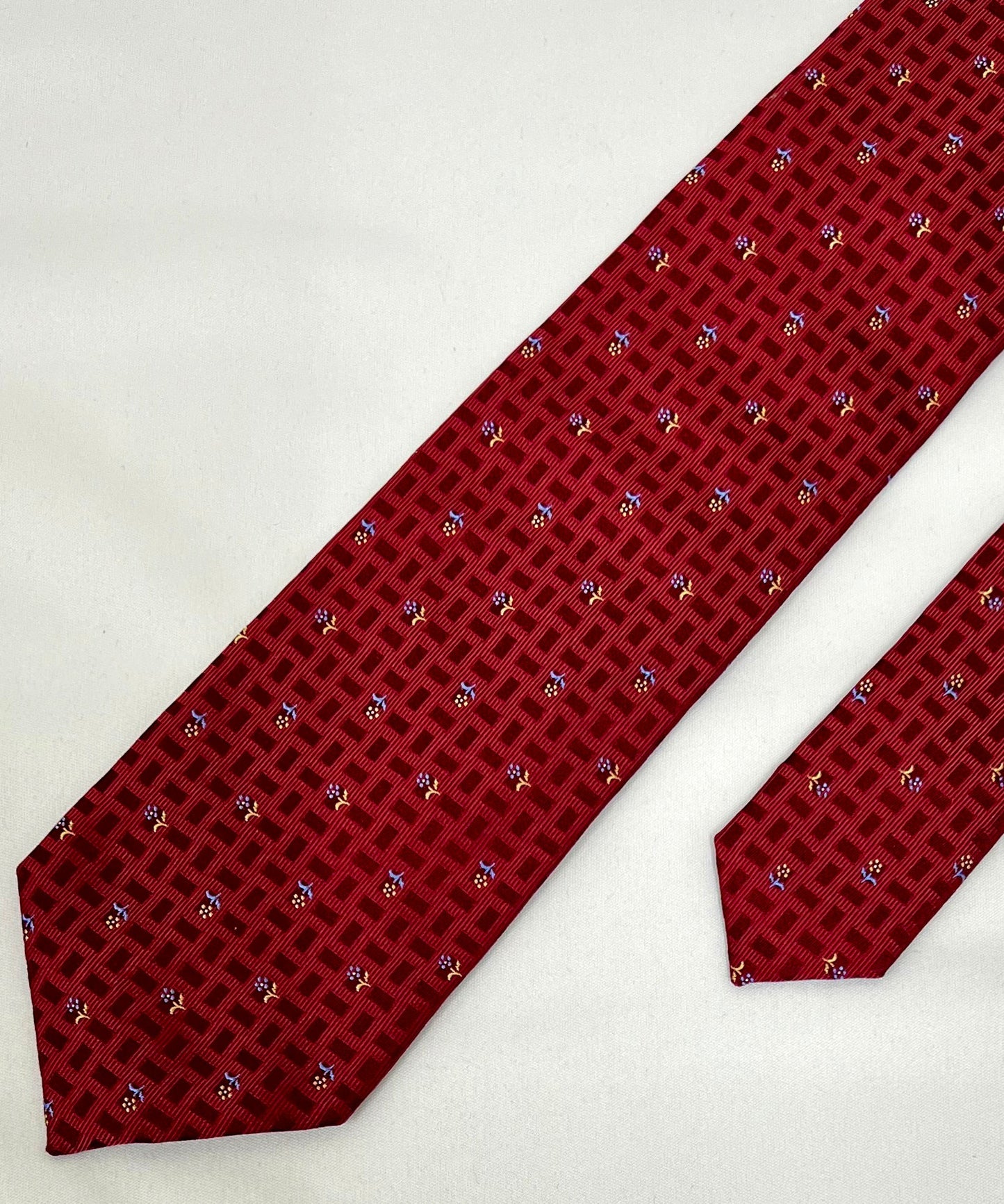 Franco Spada ( フランコスパダ ) フレンチヴィンテージプチフラワーモチーフネクタイ：ワインレッド