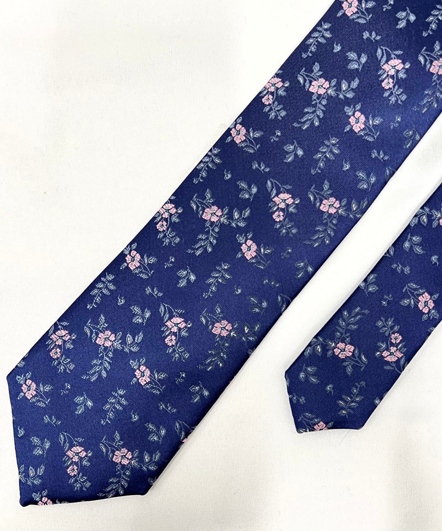 Franco Spada ( フランコスパダ ) フレンチヴィンテージフラワージャガードネクタイ： ライトネイビー