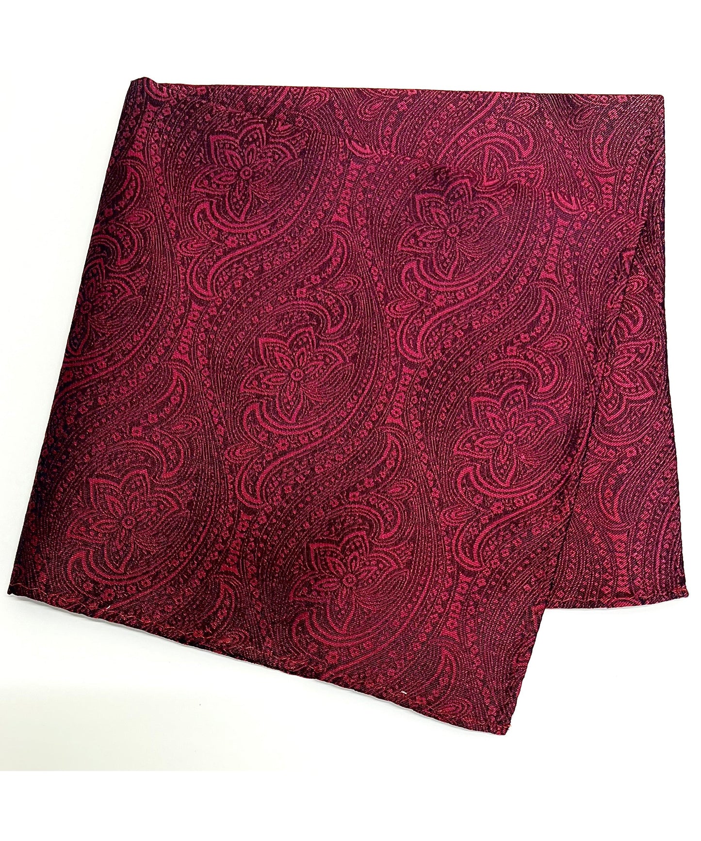 Franco Spada  ( フランコスパダ )   クラシックペーズリージャガードポケットチーフ2　ベーシックカラー：ワイン