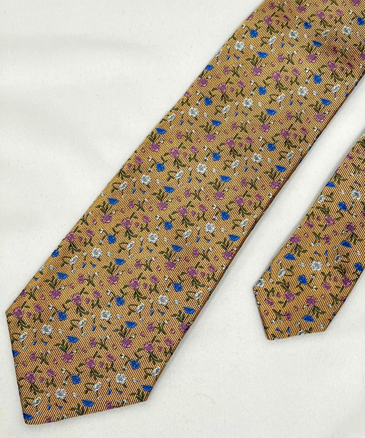 Franco Spada ( フランコスパダ )  フレンチヴィンテージプチフラワージャガードネクタイ： イエローゴールド