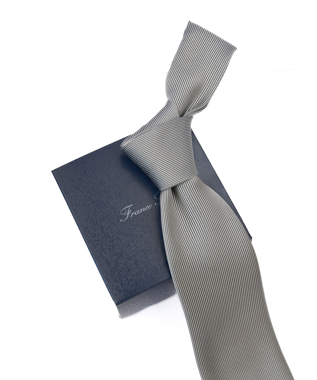 Franco Spada ( フランコスパダ ) 細綾無地ネクタイ新色：シルバーグレー