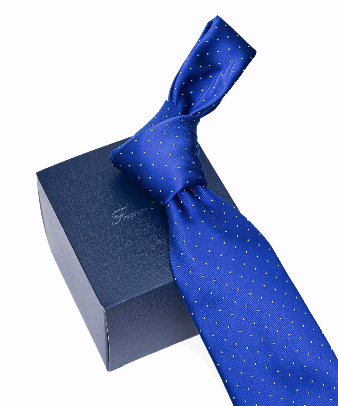 Franco Spada ( フランコスパダ )  ベーシックサテンピンドットネクタイ：ロイヤルブルー×ホワイト