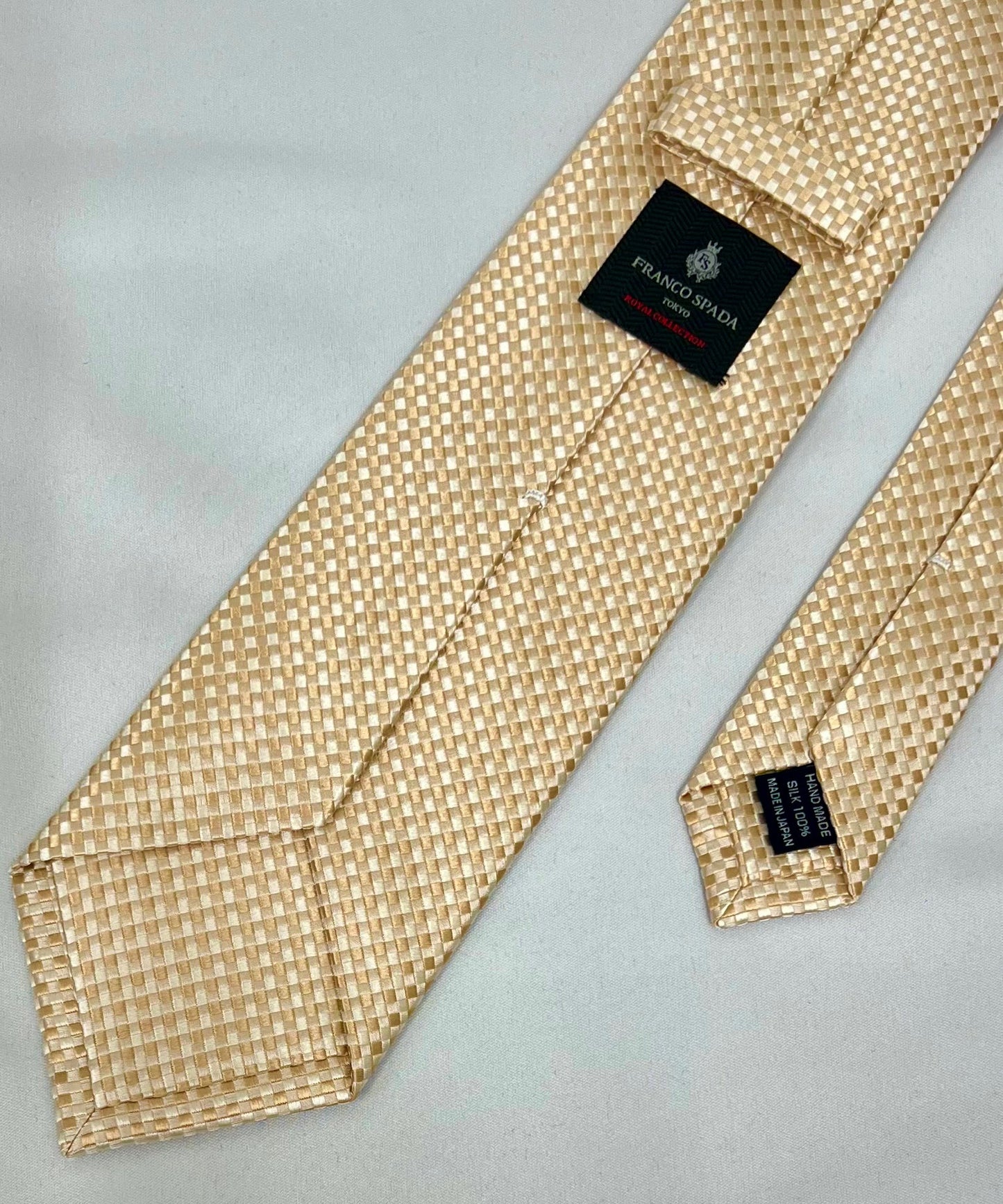 Franco Spada ( フランコスパダ )  NEW FORMAL大バスケット2トーンカラージャガードネクタイ： イエロー×ホワイト