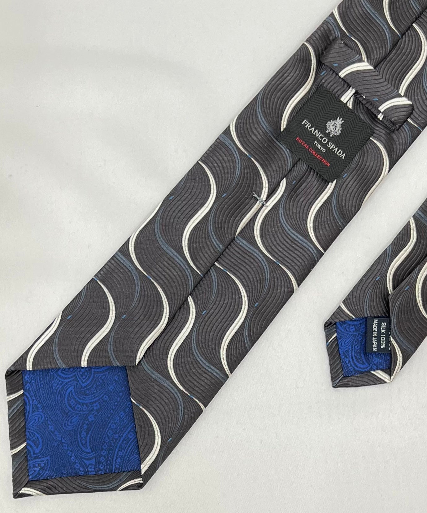 Franco Spada ( フランコスパダ )  ヴィンテージジオメトリックウェーブジャガードネクタイ：ブラウングレー
