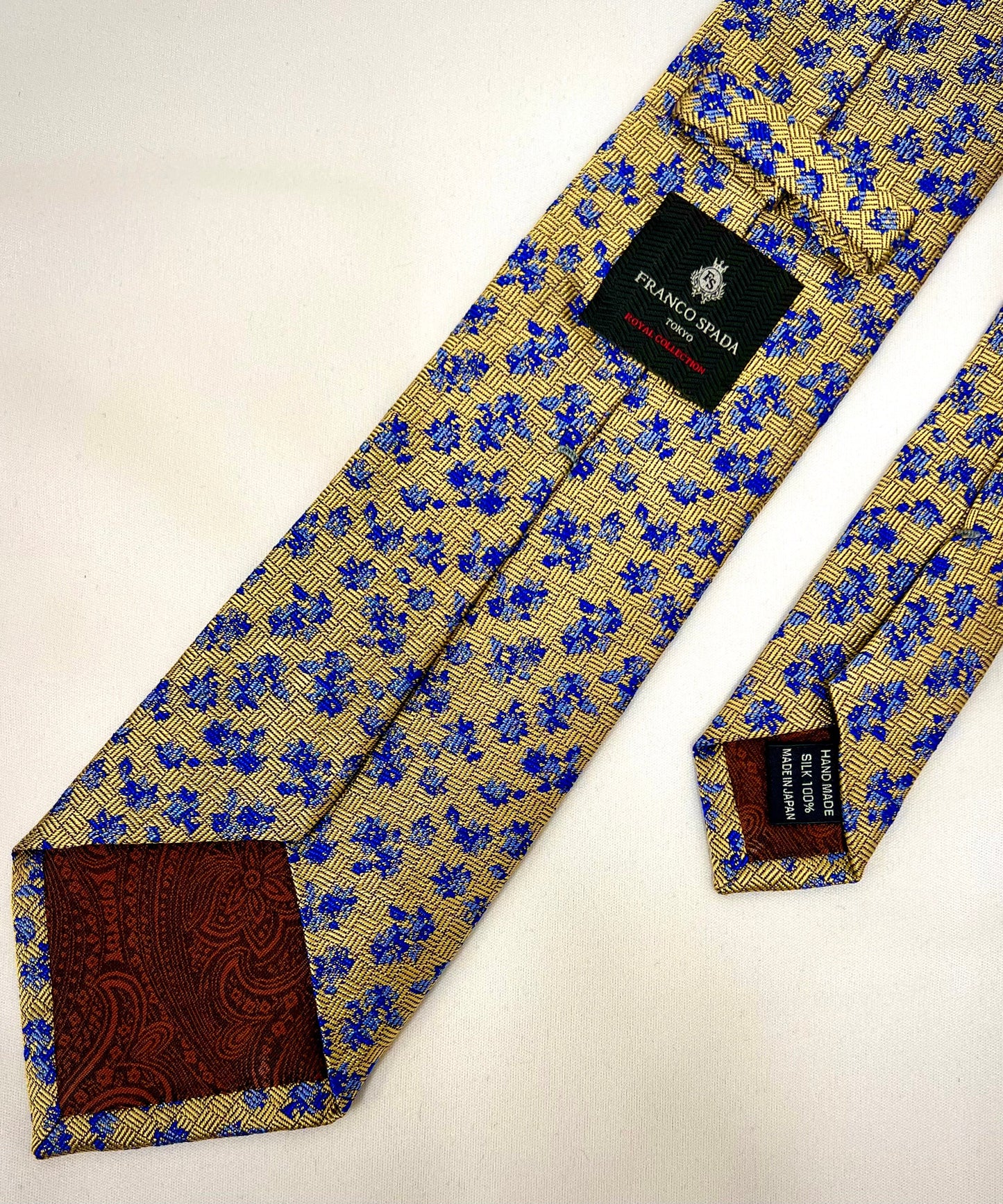 Franco Spada ( フランコスパダ )  フレンチヴィンテージフラワーモチーフネクタイ： イエローゴールド