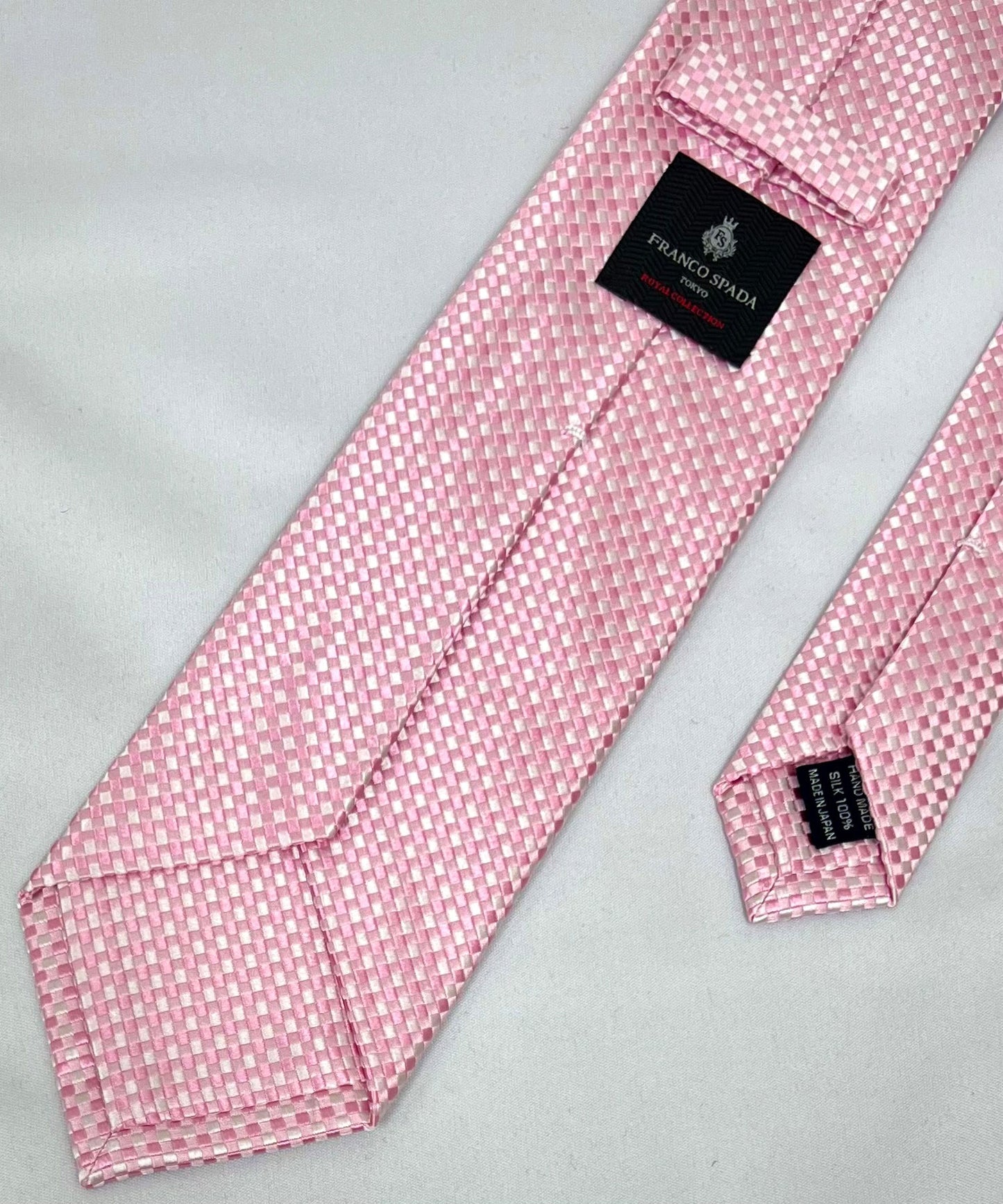 Franco Spada ( フランコスパダ )  NEW FORMAL大バスケット2トーンカラージャガードネクタイ： ピンク×ホワイト