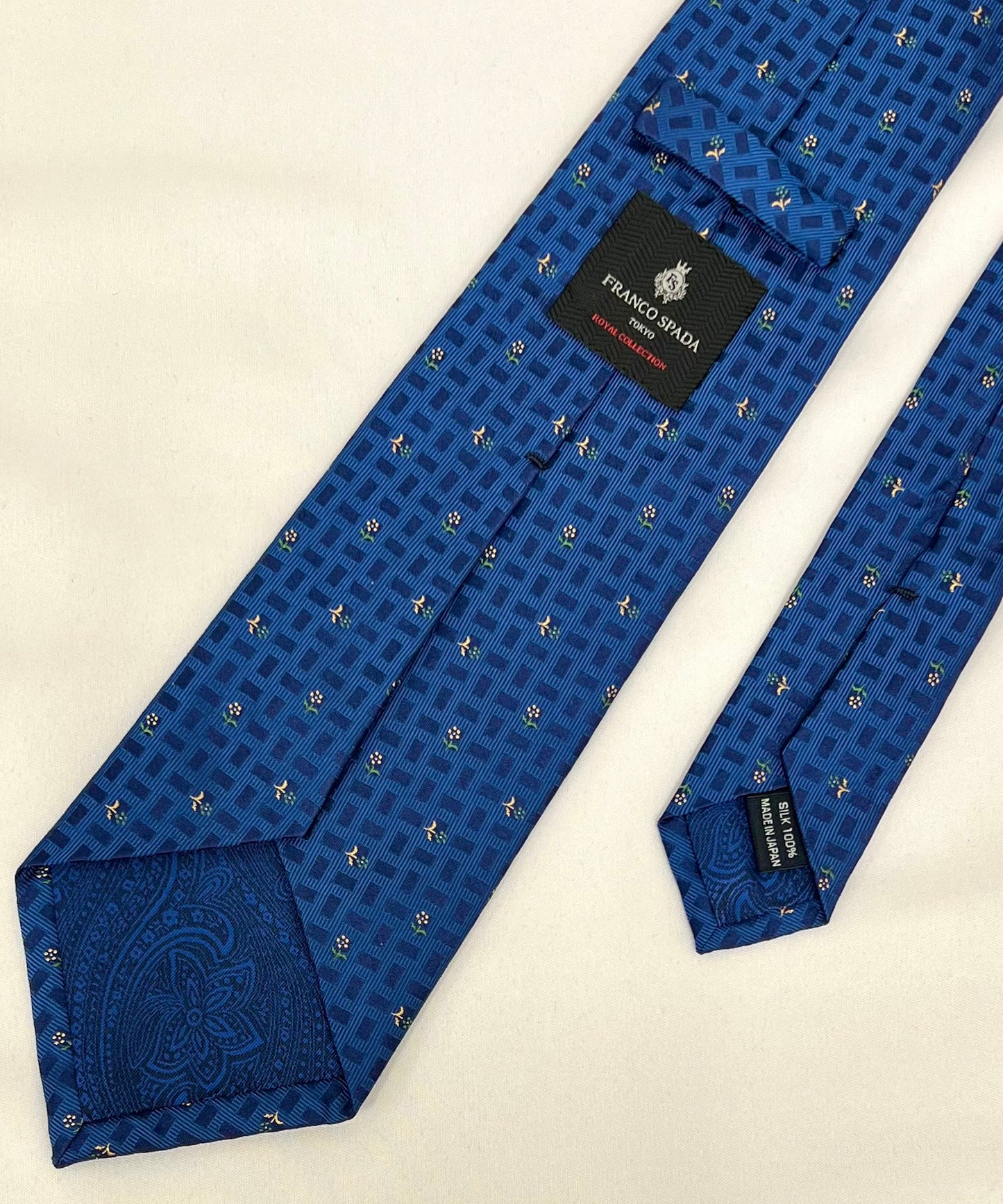 Franco Spada ( フランコスパダ ) フレンチヴィンテージプチフラワーモチーフネクタイ：Dブルー