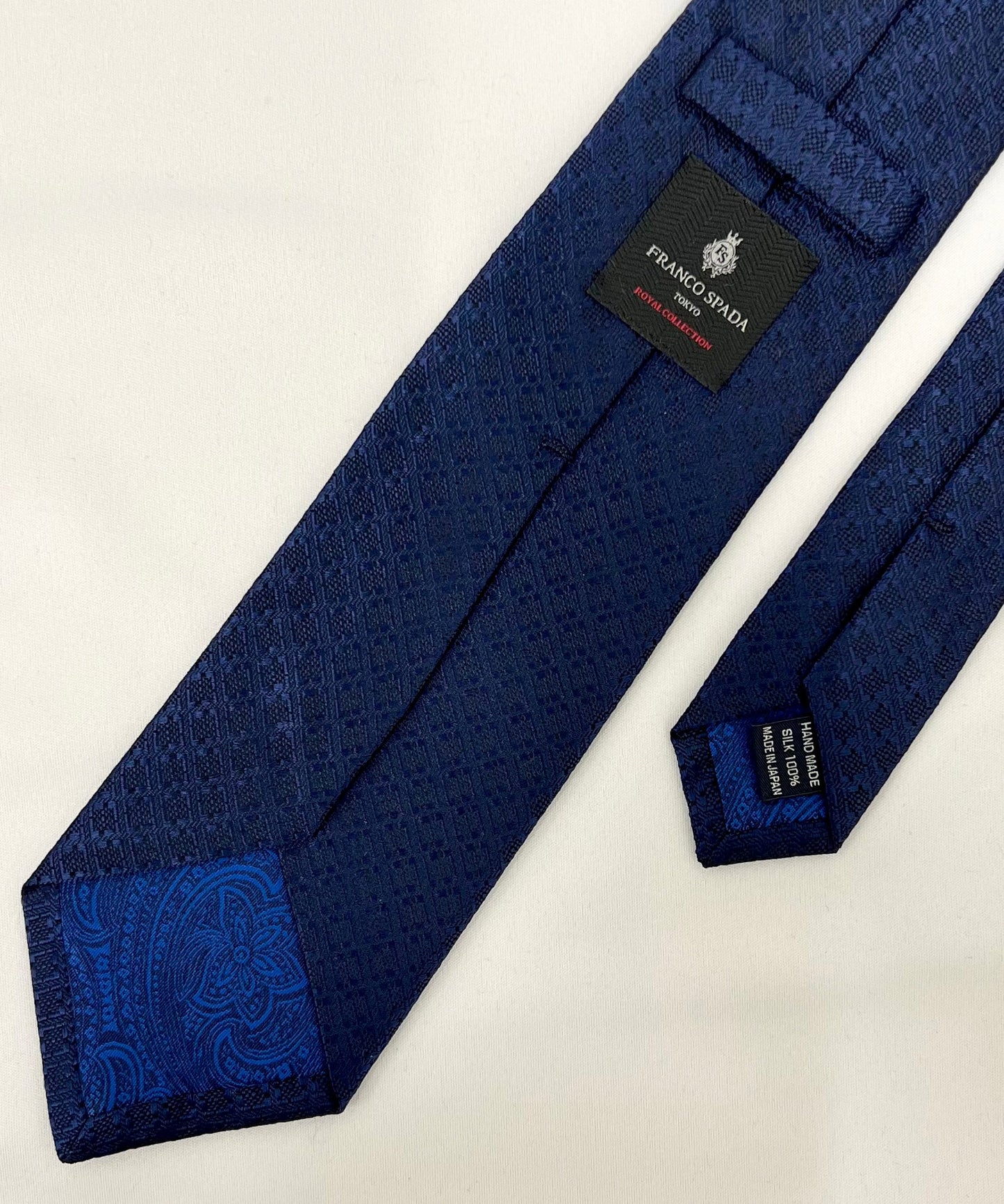 Franco Spada ( フランコスパダ )  ヴィンテージ調ジオメトリックソリッドネクタイ： ネイビーブルー