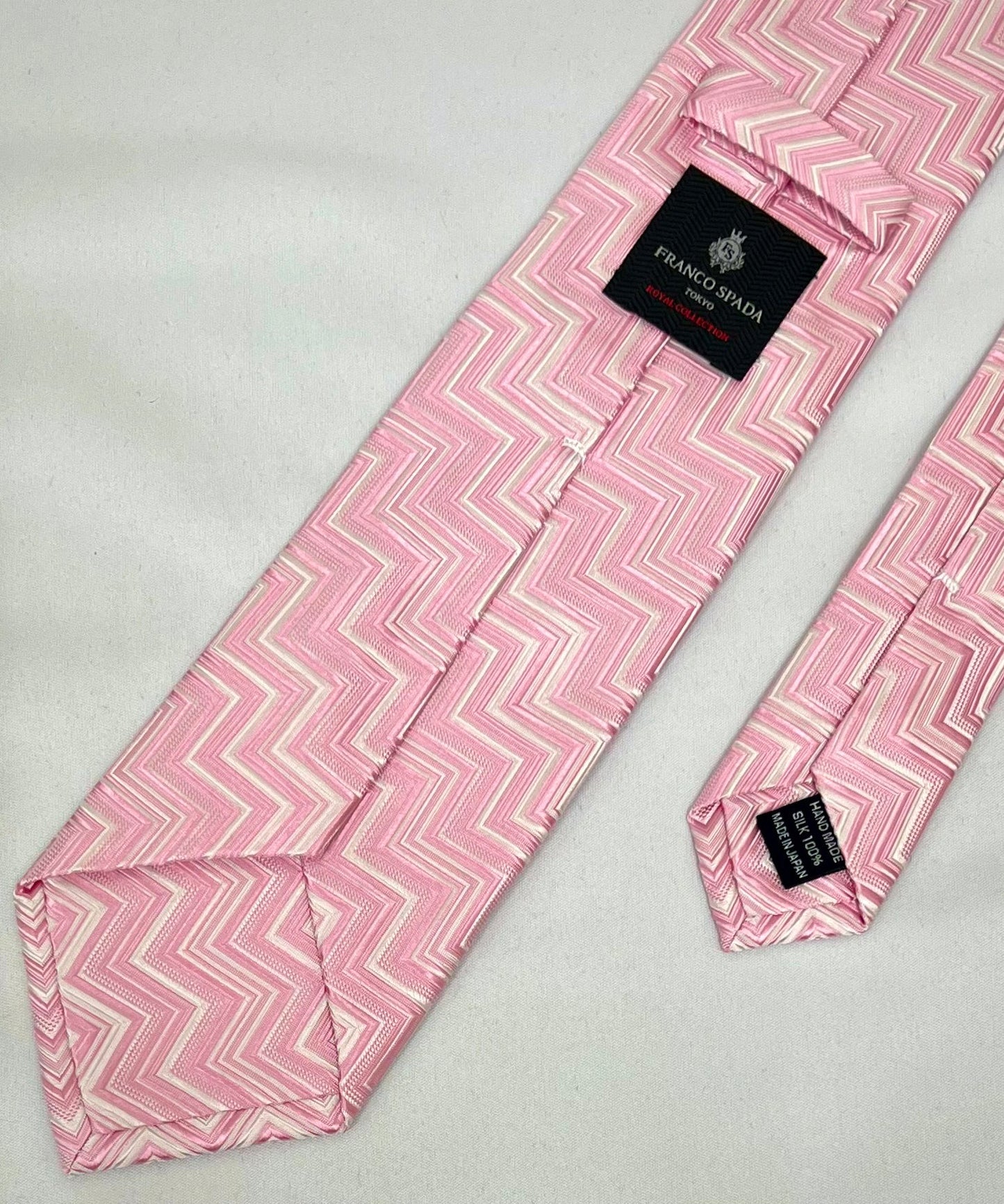 Franco Spada ( フランコスパダ )  NEW FORMALヘリンボーン2トーンカラージャガードネクタイ： ピンク×ホワイト