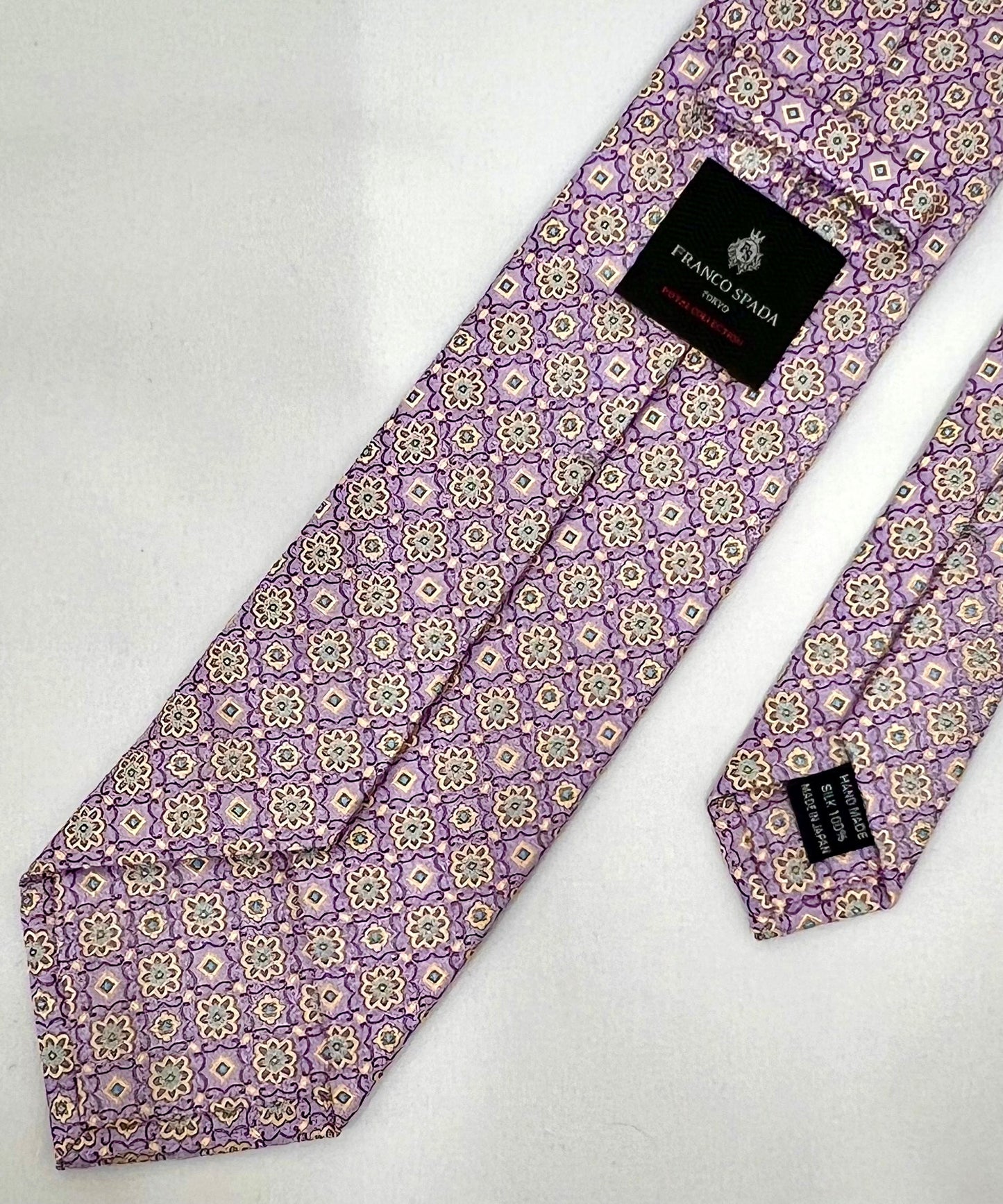 Franco Spada ( フランコスパダ )  フレンチヴィンテージメダリオンジャガードネクタイ２： パープル×グリーン